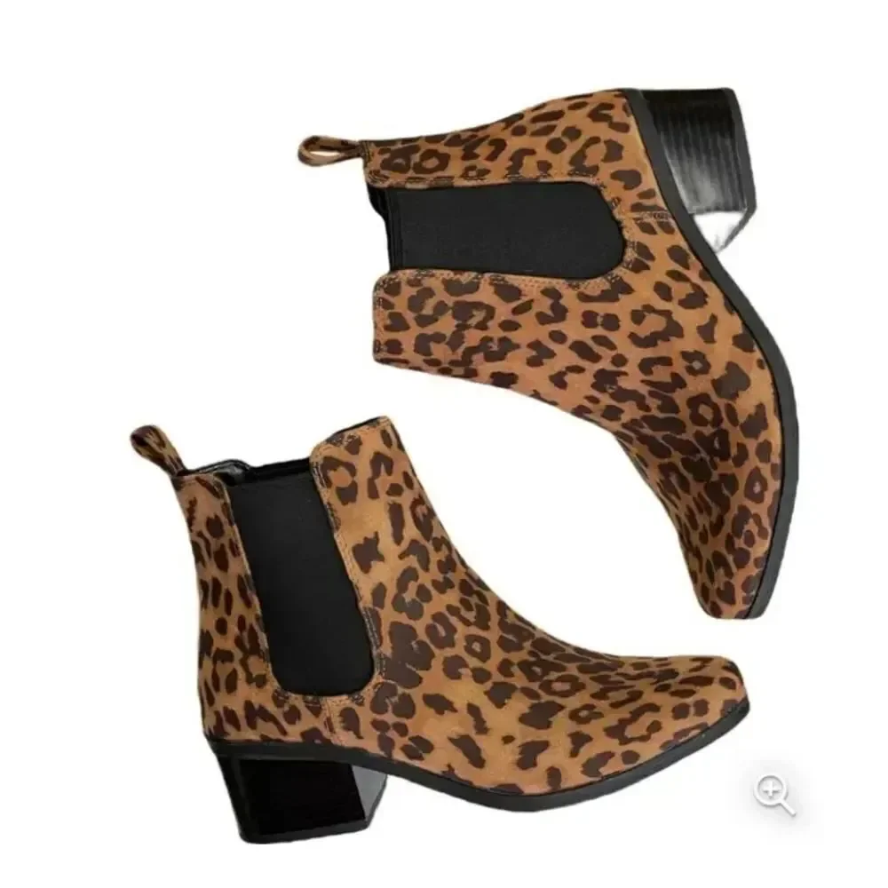 BRAND NEW NEW DAY FAUX SUEDE LEOPARD PRINT ANKLE BOOTS
